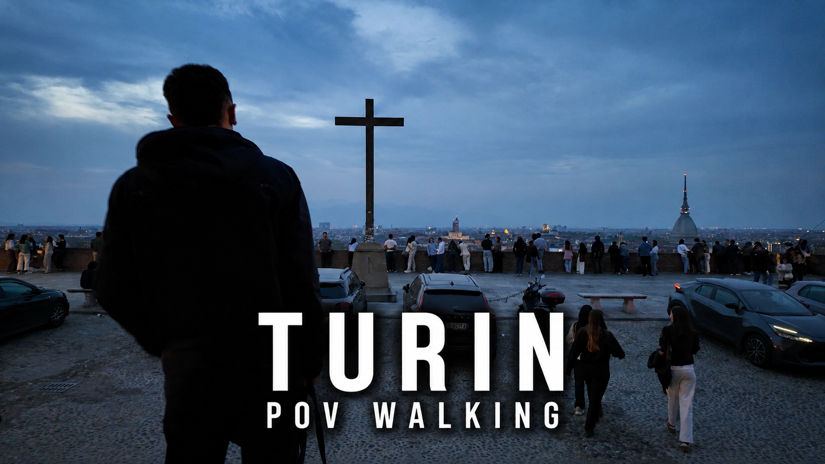 Evening view of Turin, Italy